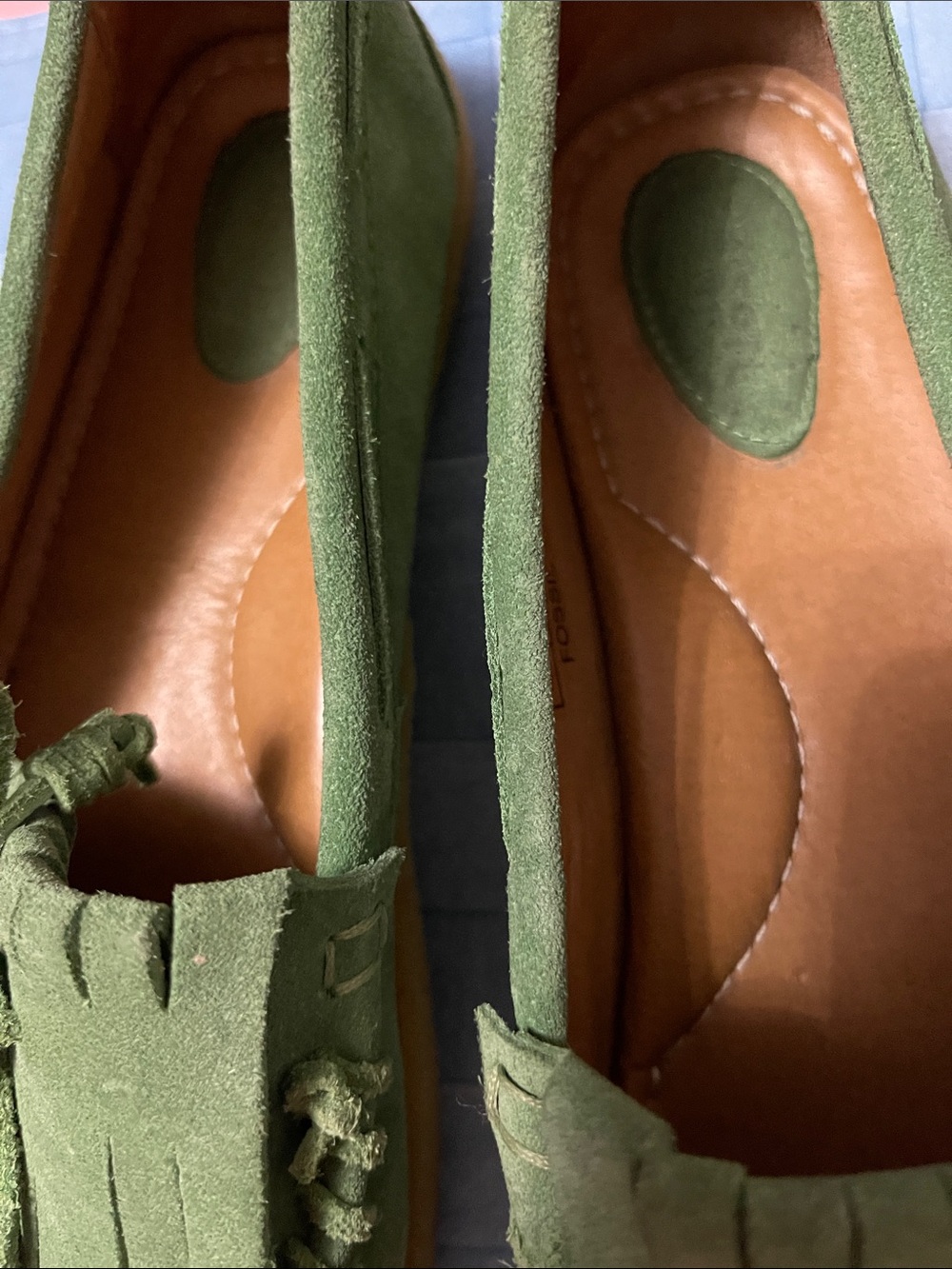 Fossil Olive Green Suede Fringe Moccasins for Women - Picture 4 of 9